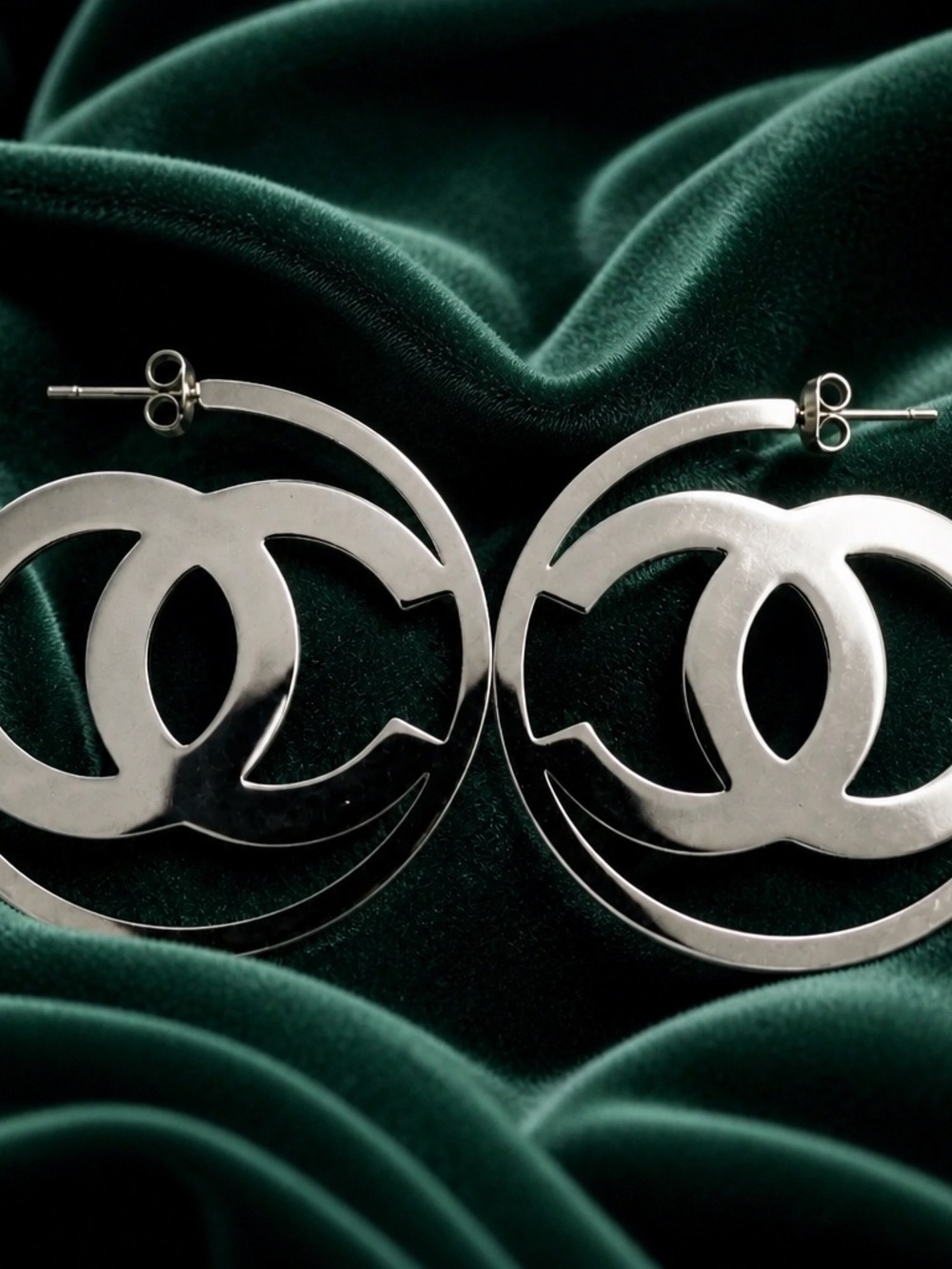 Iconic Logo Hoop Earrings in Silver